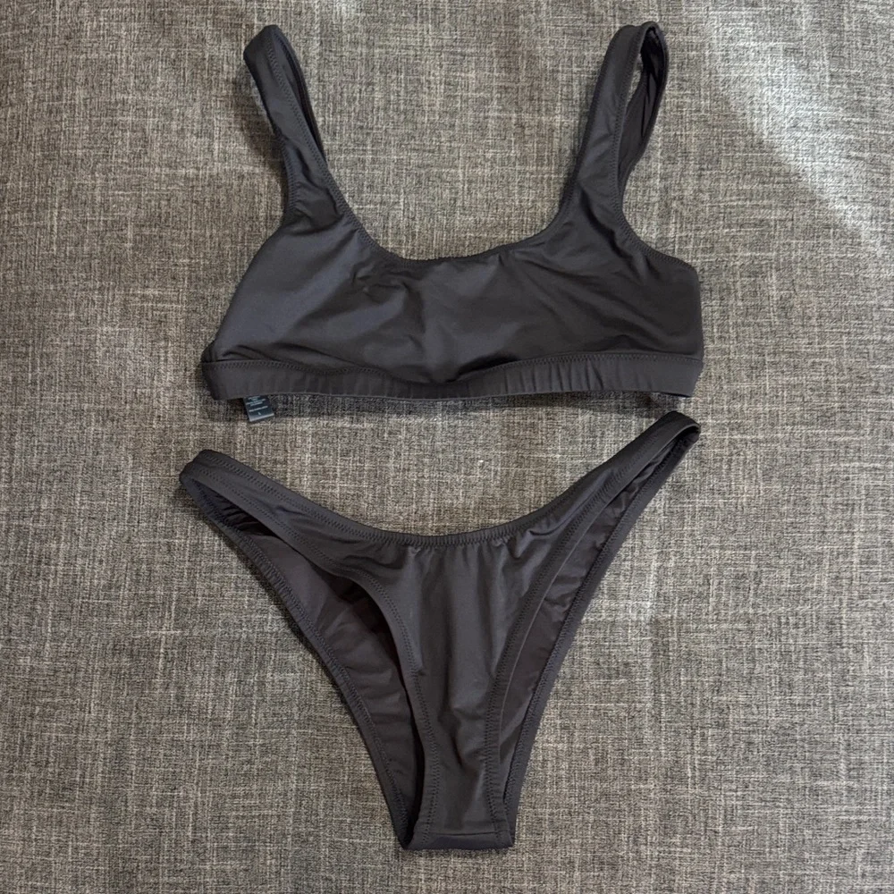SKIMS Black Bikini Set Size L Minimalist Swimwear